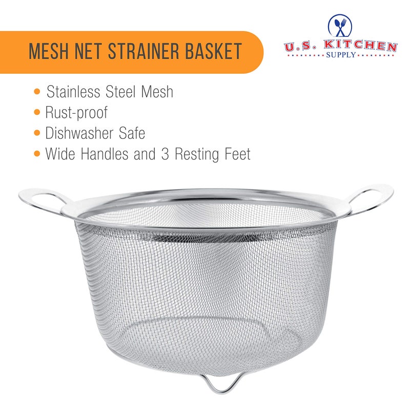 U.S. Kitchen Supply Stainless Steel Colander Strainer Basket - 3-Quart Colander with Resting Feet & Handles - Wide Rim Sieve, Stainless Steel Strainers and Colanders for Kitchen - Image 3